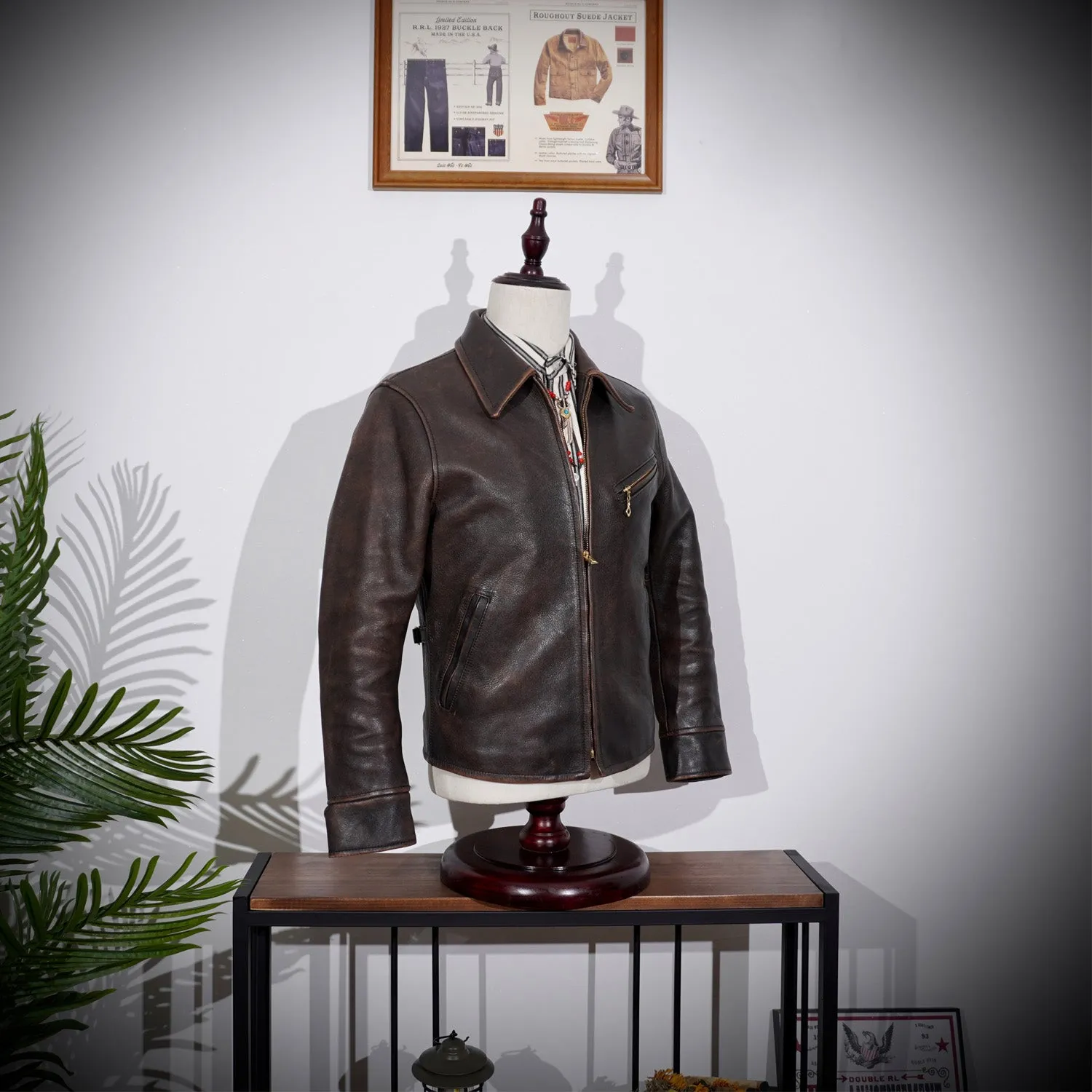 1930s Sports Leather Jacket Red Brown