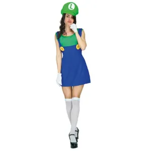 Adult Green Plumber Girl Luigi Costume