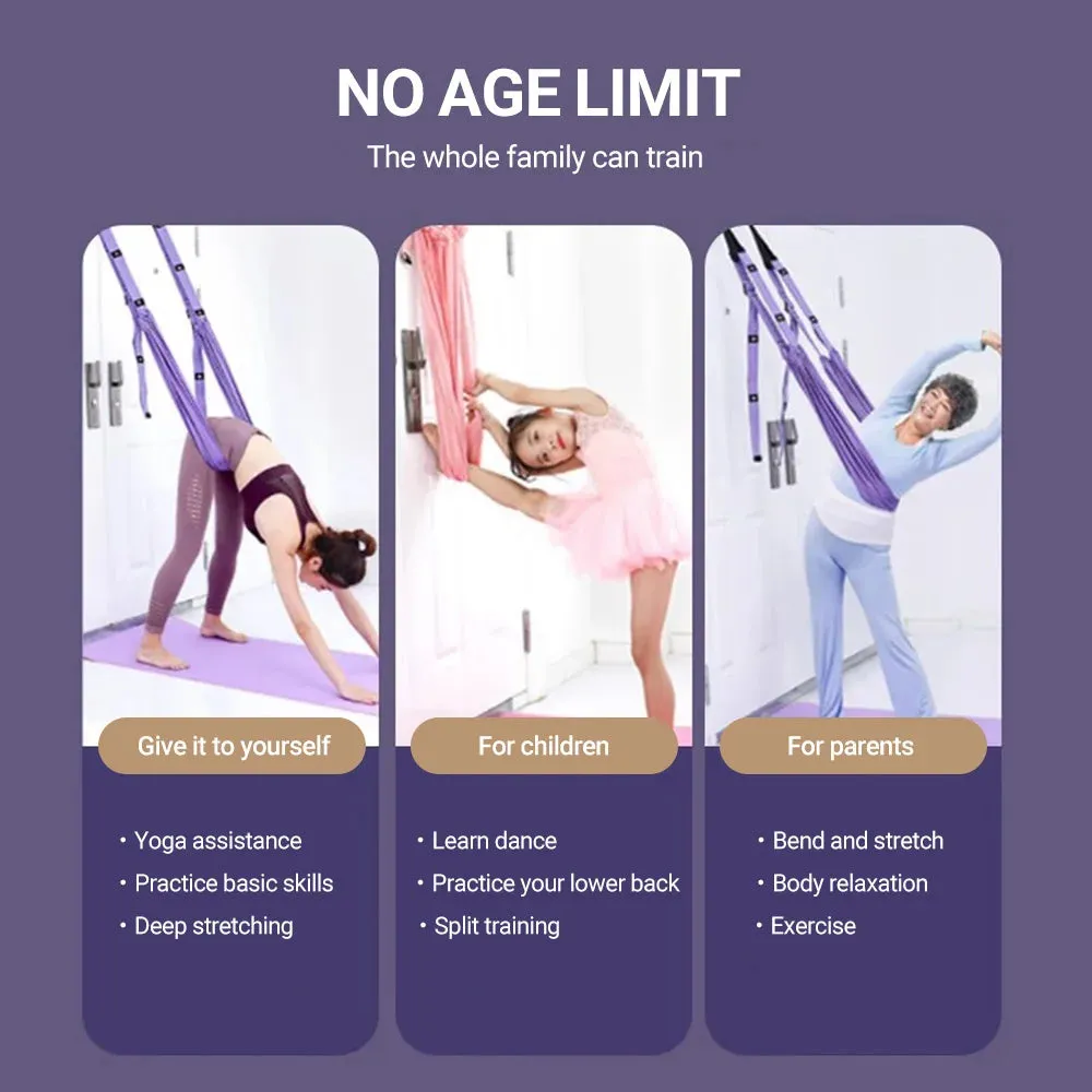 Aerial Yoga Strap Pull Rope Woman Hammock Stretch Leg Splits Trainer Female Gym Belt Aerial Hammock Swing Stretching Inversion