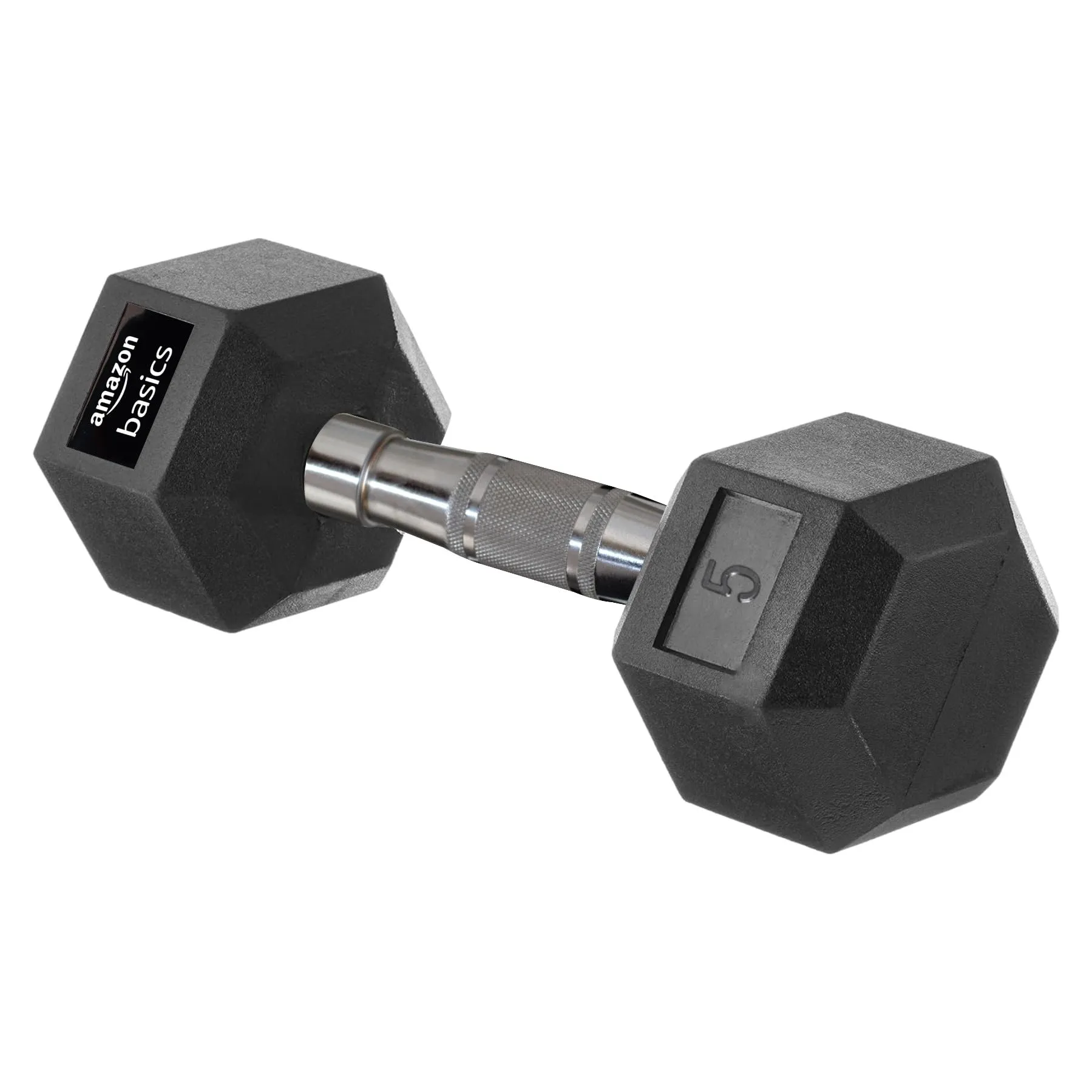 amazon basics Rubber Encased Hex Dumbbell Weight Set Of 2, 5 Kg,Black