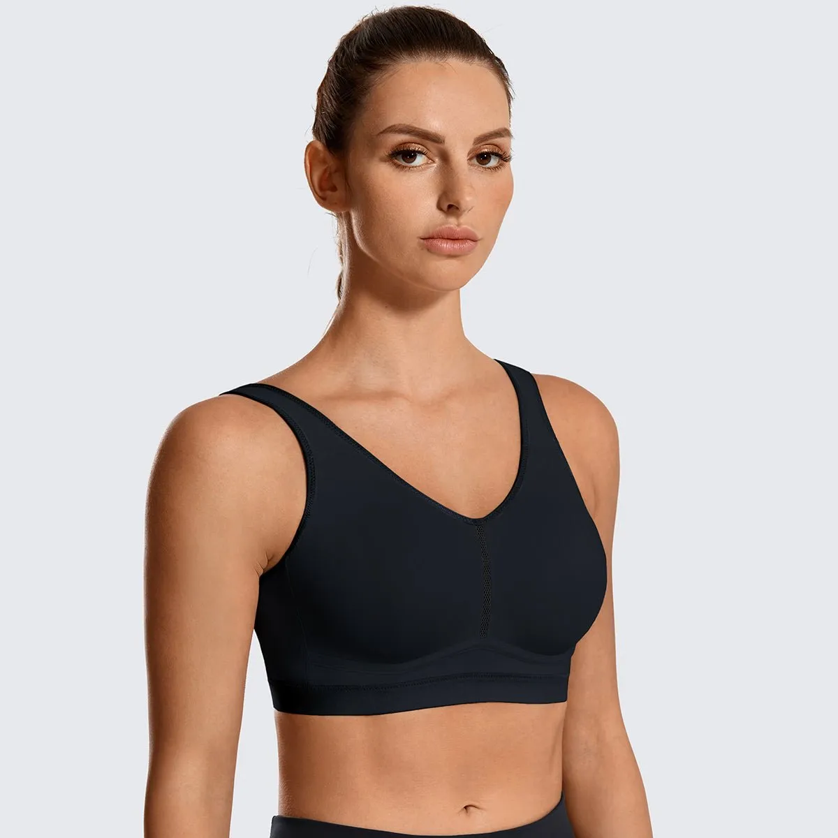 Anti-slip Comfortable Backless Wireless Black Sports Bra