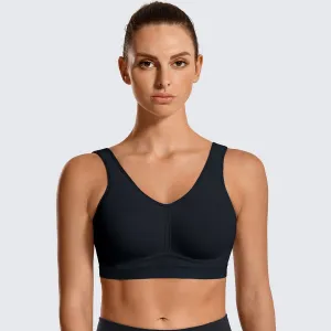 Anti-slip Comfortable Backless Wireless Black Sports Bra