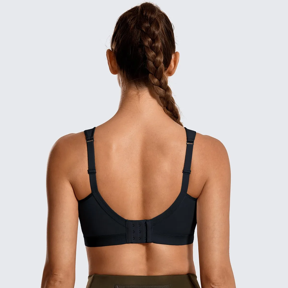 Anti-slip Comfortable Backless Wireless Black Sports Bra