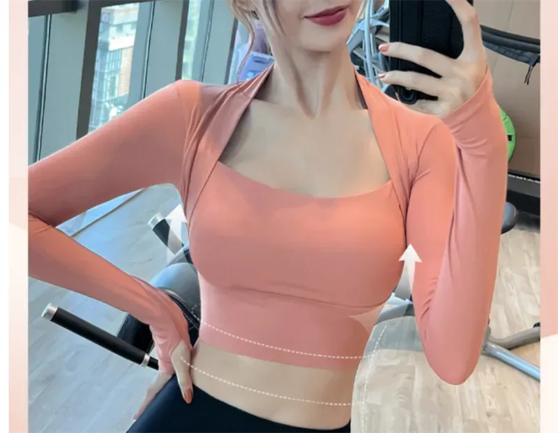 Ariel Padded Long Sleeve Yoga Crop Top