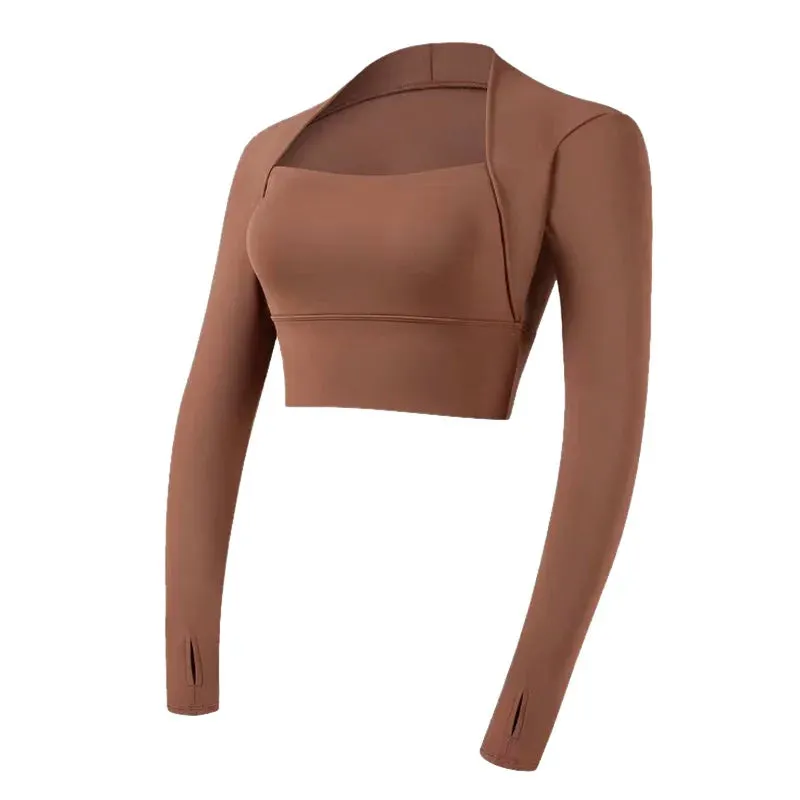 Ariel Padded Long Sleeve Yoga Crop Top