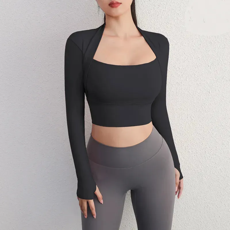 Ariel Padded Long Sleeve Yoga Crop Top