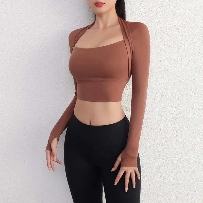 Ariel Padded Long Sleeve Yoga Crop Top