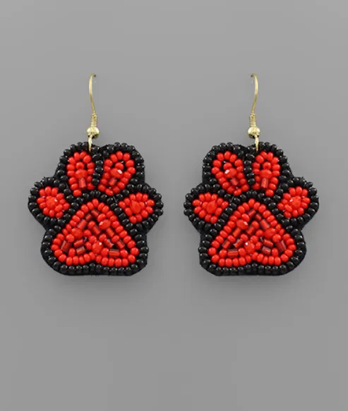 Beaded Paw Print Earrings