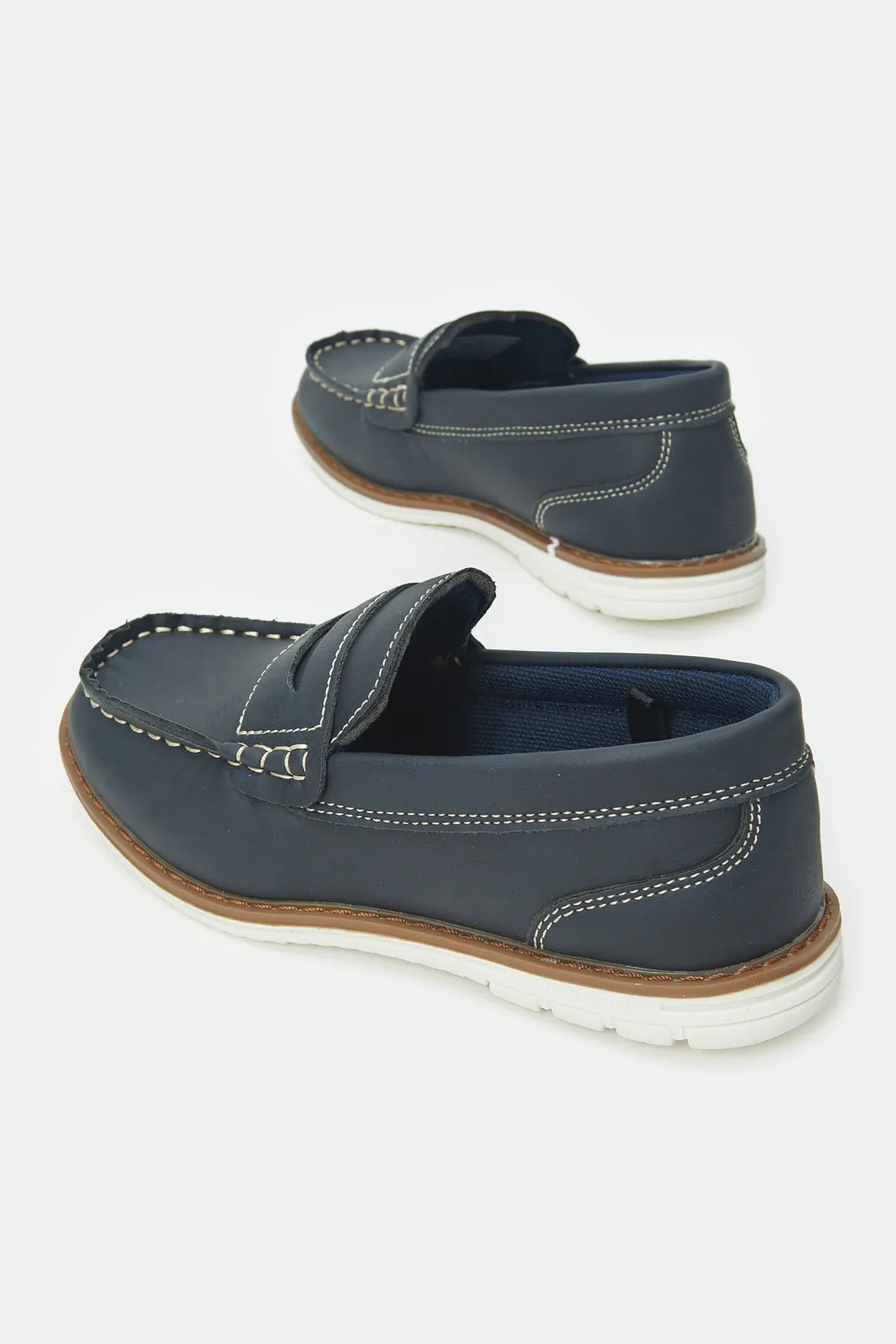 Boys Navy Penny Loafer