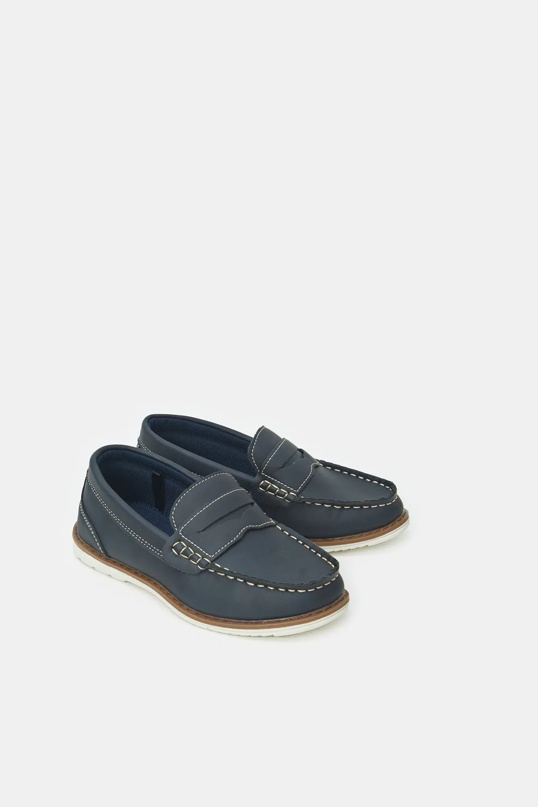 Boys Navy Penny Loafer