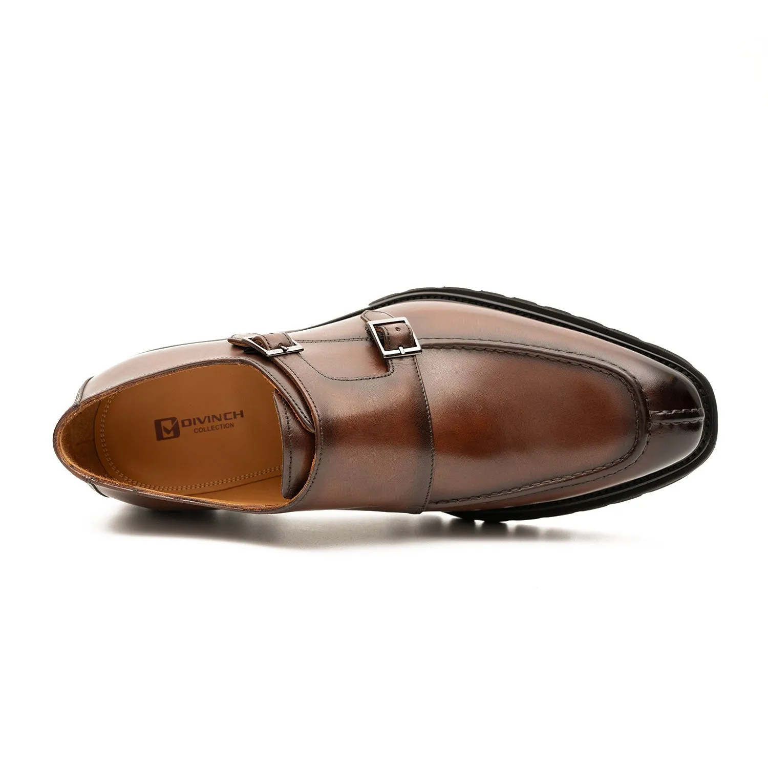 Brown Double Monk Strap Leather Shoes