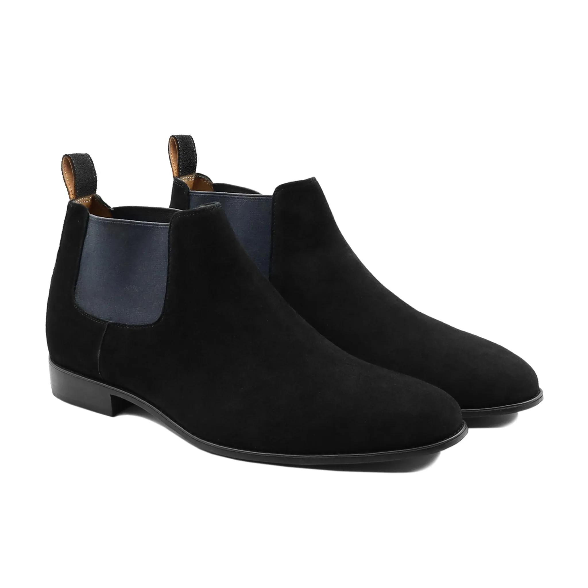 Calthe - Men's Black Kid Suede Chelsea Boot