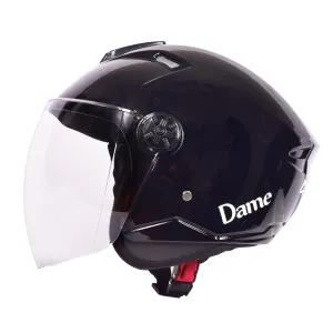 CARBINIC Dame Series Half Face Helmet for Women | ISI Certified | Clear & Scratch Resistant Visor | Lightweight & Stylish | Medium | Glossy Black