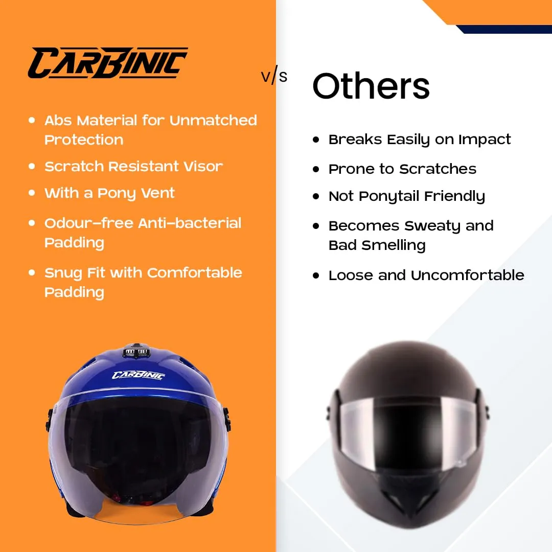 CARBINIC Dame Series Half Face Helmet for Women | ISI Certified | Clear & Scratch Resistant Visor | Lightweight & Stylish | Medium | Navy Blue