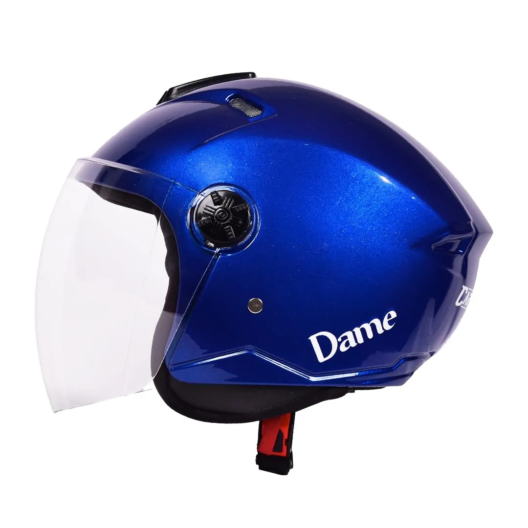 CARBINIC Dame Series Half Face Helmet for Women | ISI Certified | Clear & Scratch Resistant Visor | Lightweight & Stylish | Medium | Navy Blue