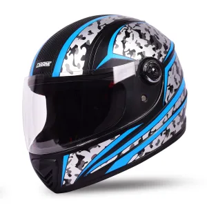 CARBINIC Nickel Series Full Face Helmet for Men & Women | ISI Certified | Clear & Scratch Resistant Visor | Lightweight & Stylish | Medium | Blue Graphic