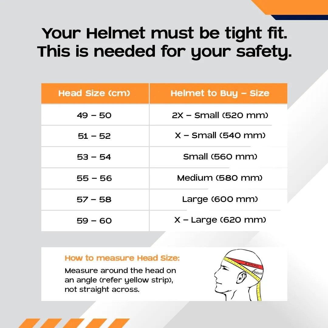 CARBINIC Nickel Series Full Face Helmet for Men & Women | ISI Certified | Clear & Scratch Resistant Visor | Lightweight & Stylish | Medium | Orange Graphic