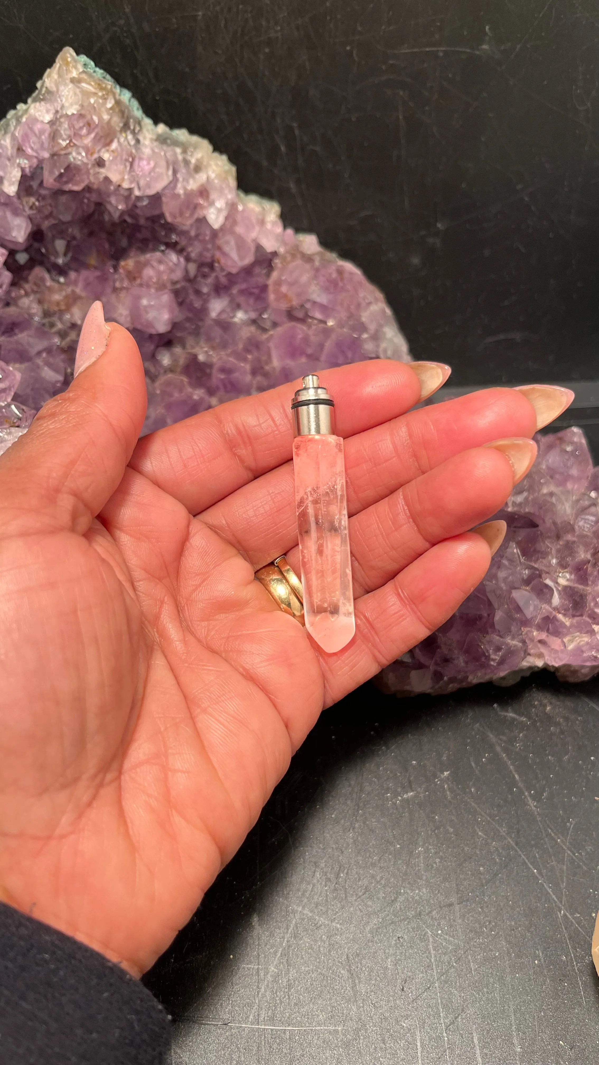 Clear Crystal Quartz LED Chakra Light Up Pendant