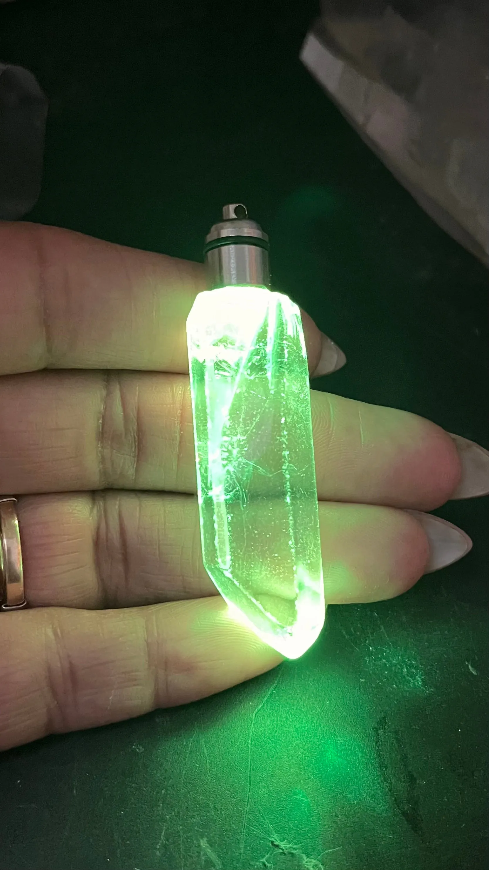 Clear Crystal Quartz LED Chakra Light Up Pendant