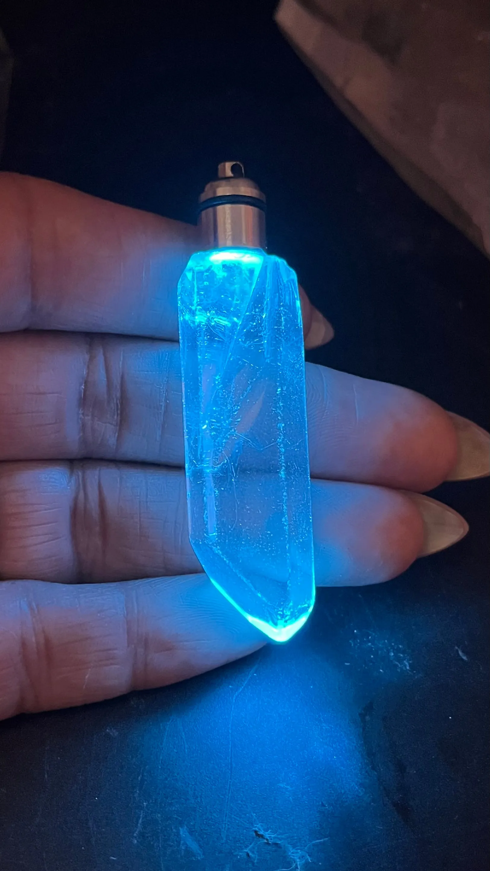 Clear Crystal Quartz LED Chakra Light Up Pendant