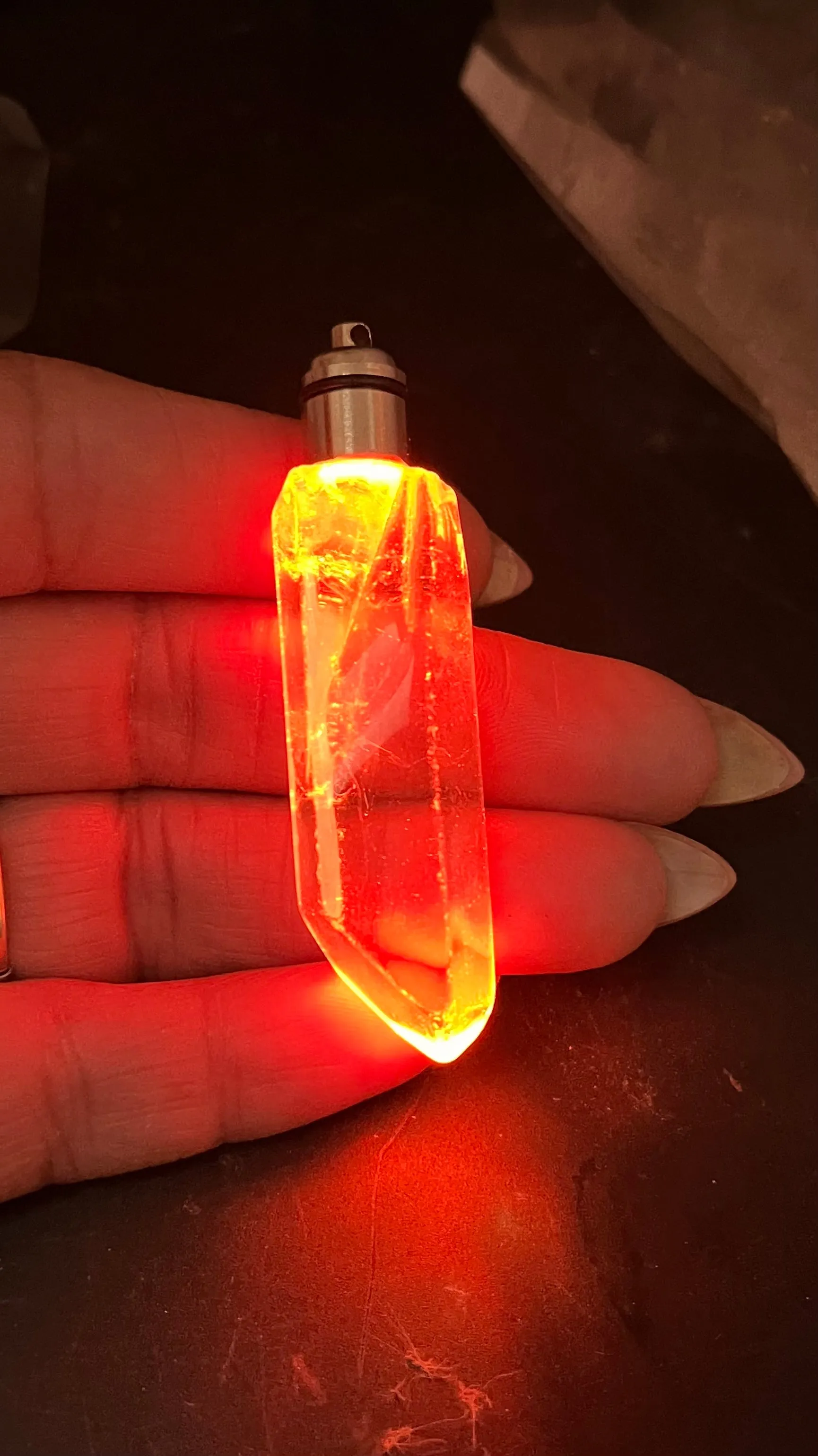 Clear Crystal Quartz LED Chakra Light Up Pendant