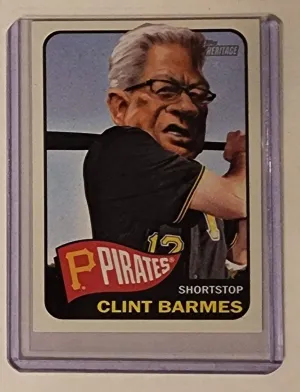 Clint Barmes Old Man Pirates Original Collage Baseball Card Art by Pat Riot