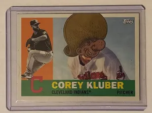 Corey Kluber Old Miner Indians Original Collage Baseball Card Art by Pat Riot