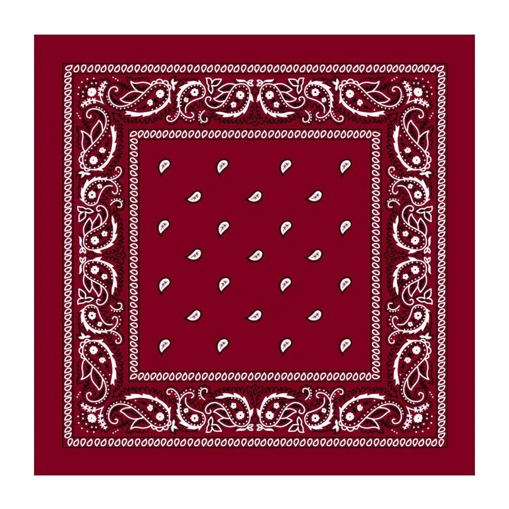 Dark Red Paisley Print Bandana