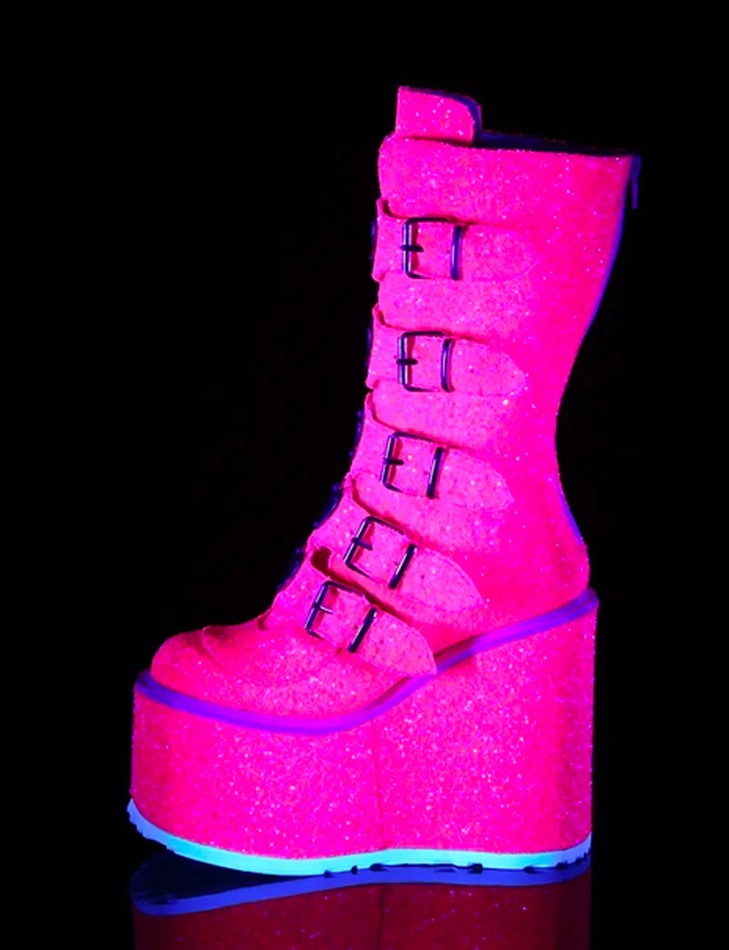 DEMONIA SWING 230 BOOTS - PINK GLITTER