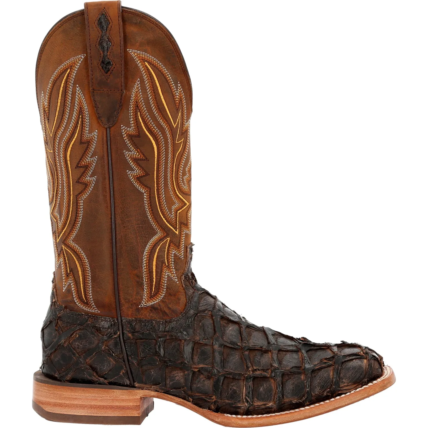 Durango Mens Premium Western Dark Brown/Black Pirarucu Cowboy Boots