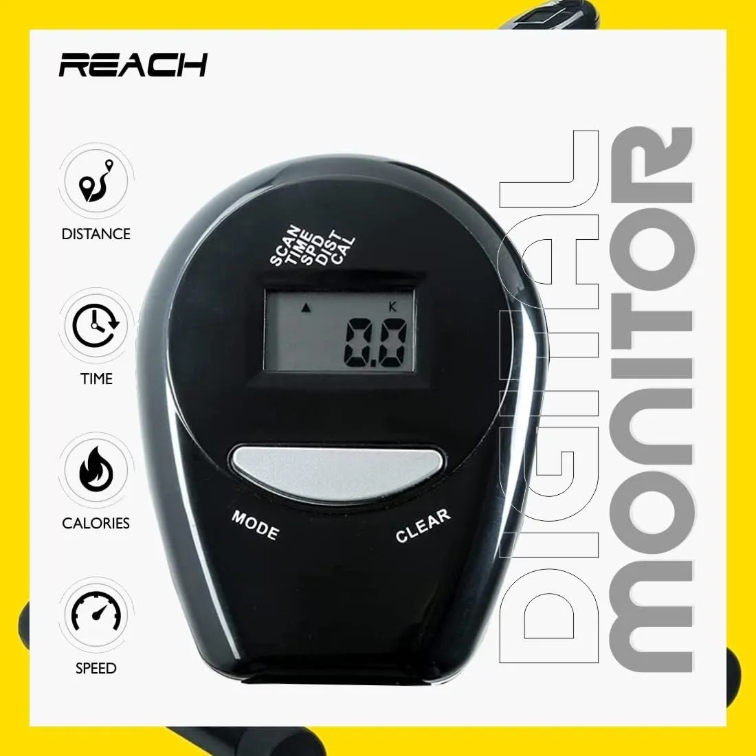 ELEV8 by Reach Mini Cycle Pedal Exerciser with Adjustable Resistance and Digital Display - Suitable for Light Exercise of Legs & Arms, and Physiotherapy at Home