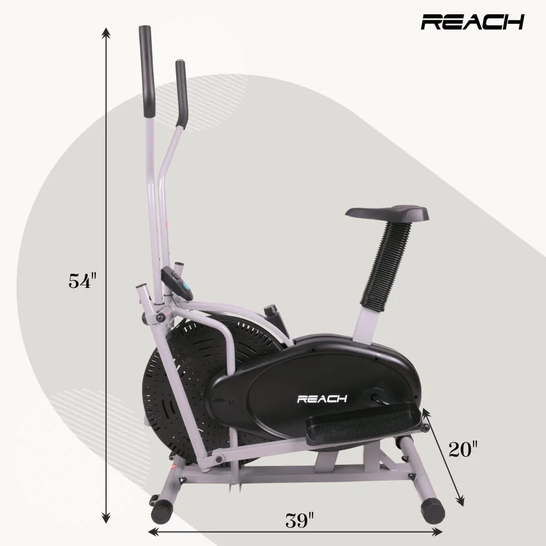 ELEV8 by Reach Orbitrek 2-in-1 Exercise Cycle & Elliptical Cross Trainer Equipment for Home | Adjustable Resistance | Cardio & Weight Loss | Max User Weight 100Kgs | 12 Months Warranty