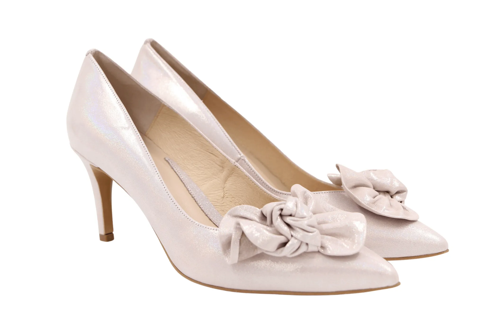 EMIS Silver   Shimmer Shoe with Side Bow