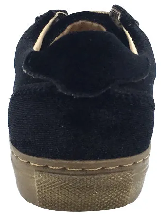 Fascani Boy's and Girl's Slip-On Sneaker Shoes, Black Velvet/Gold