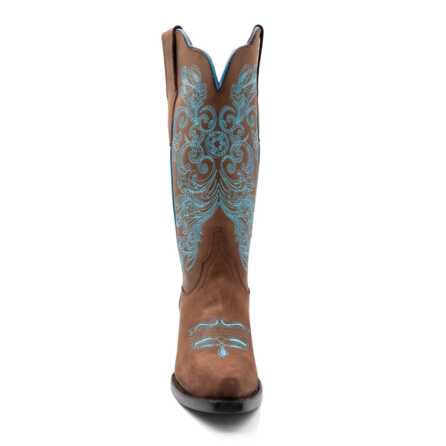 Ferrini Womens Ella V-Toe Brown Leather Cowboy Boots