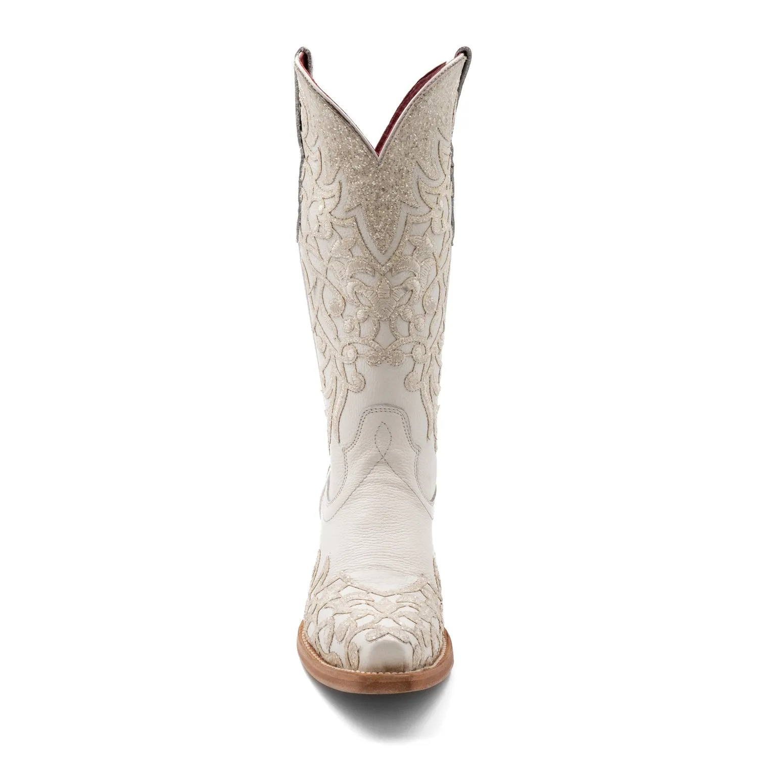 Ferrini Womens Starlight V-Toe White Leather Cowboy Boots