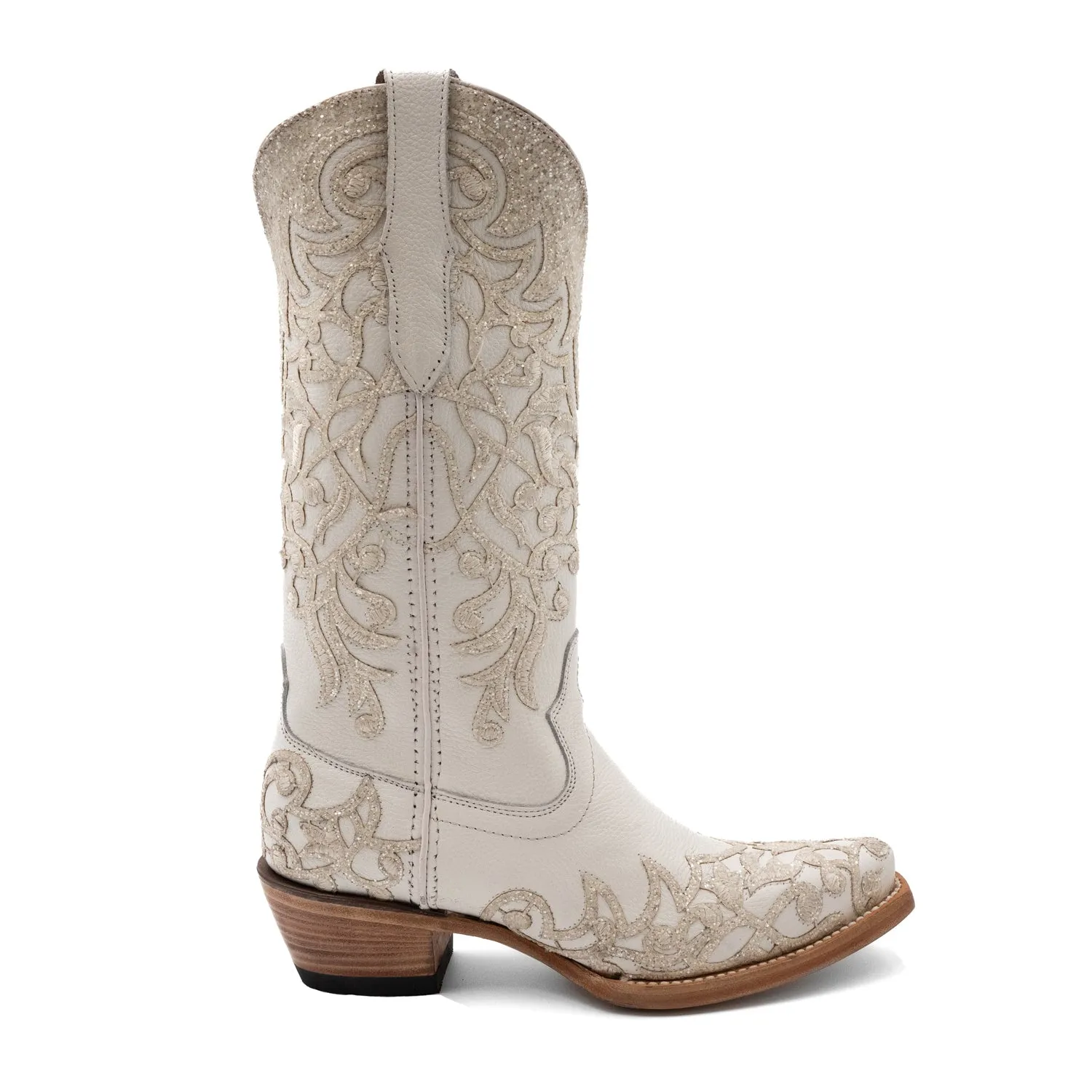 Ferrini Womens Starlight V-Toe White Leather Cowboy Boots