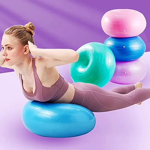 Fortitude Sports Donut Exercise Ball | Inflatable Fitness Donut With Air Pump