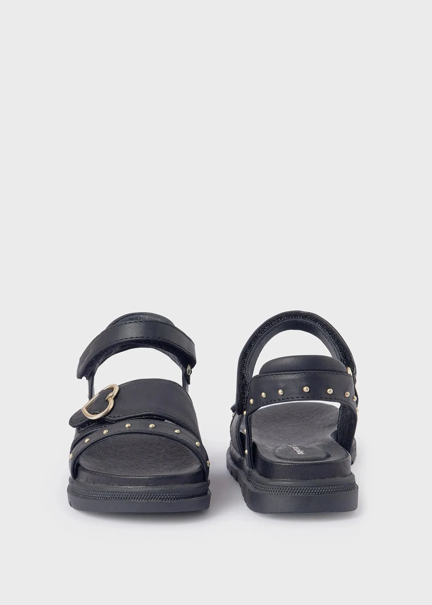 Girls Studs Black Sandals Sustainable Leather