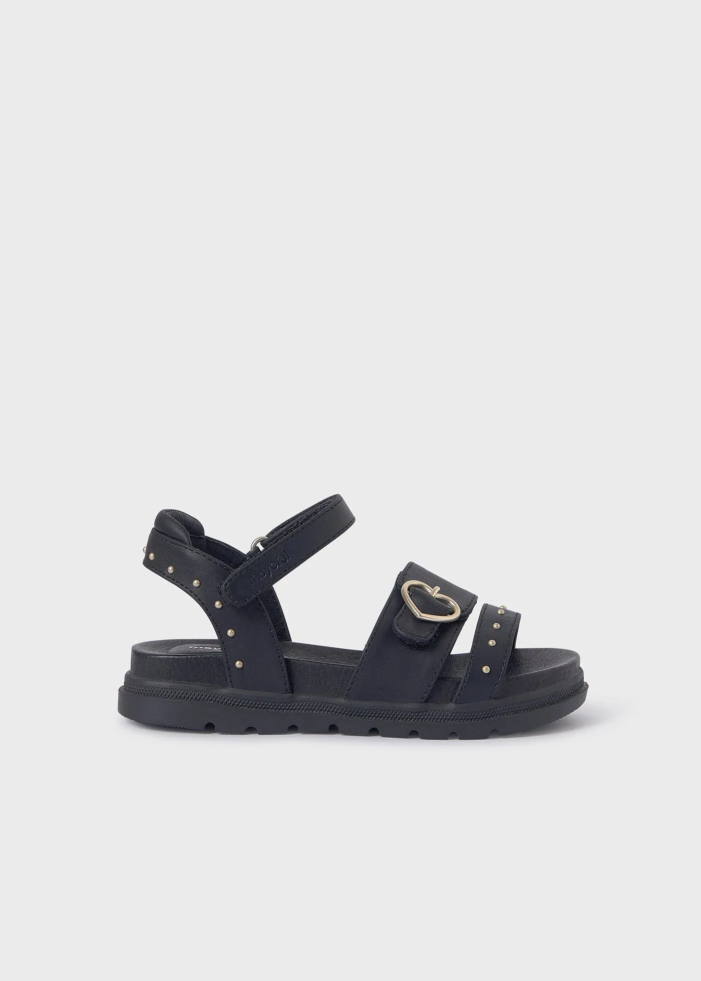 Girls Studs Black Sandals Sustainable Leather