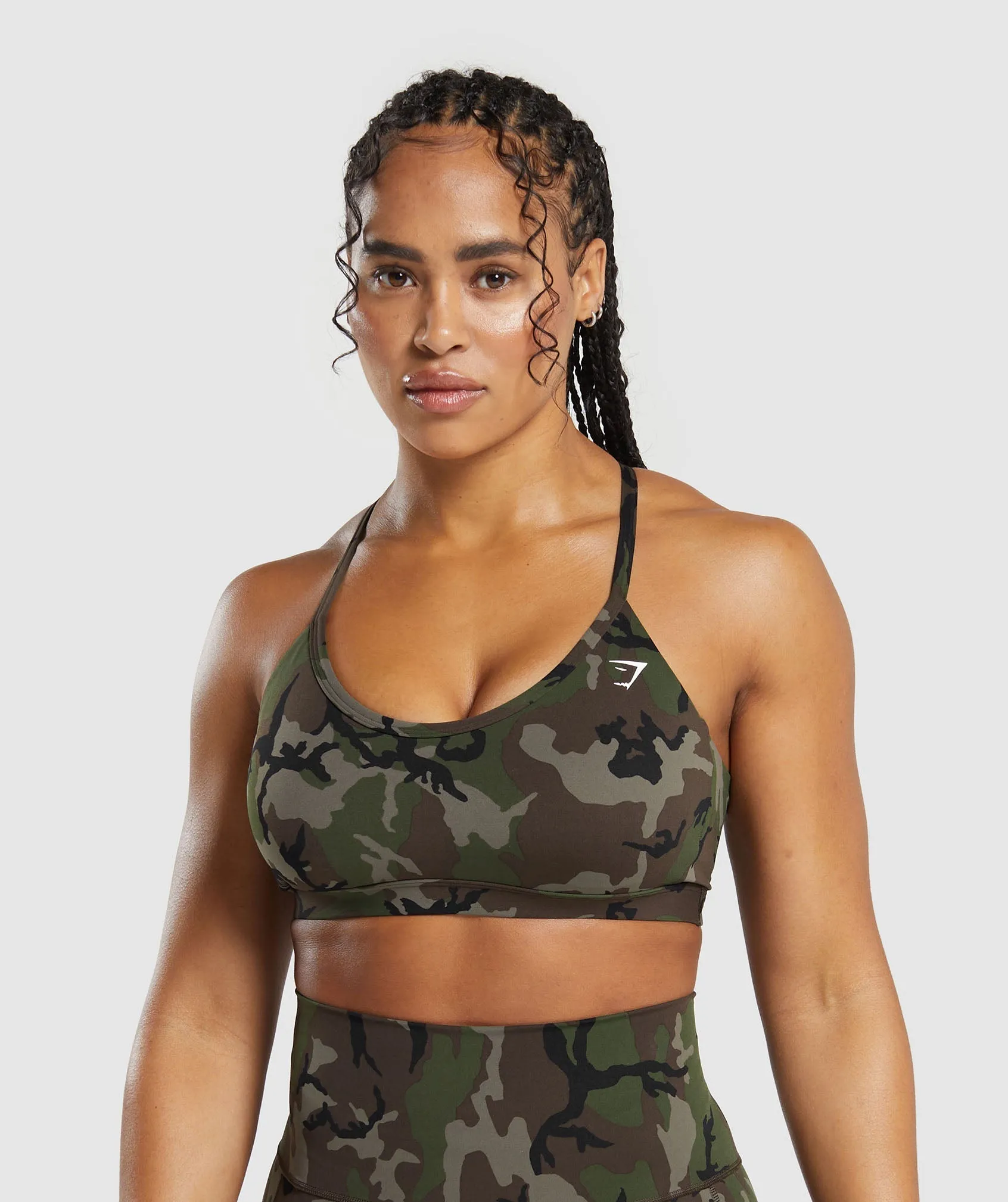 Gymshark Legacy Printed Sports Bra - Archive Brown