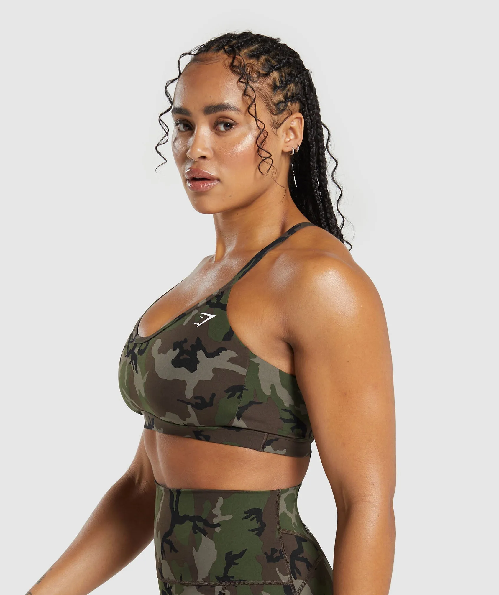 Gymshark Legacy Printed Sports Bra - Archive Brown