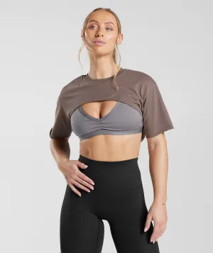 Gymshark Legacy Shrug Top - Truffle Brown