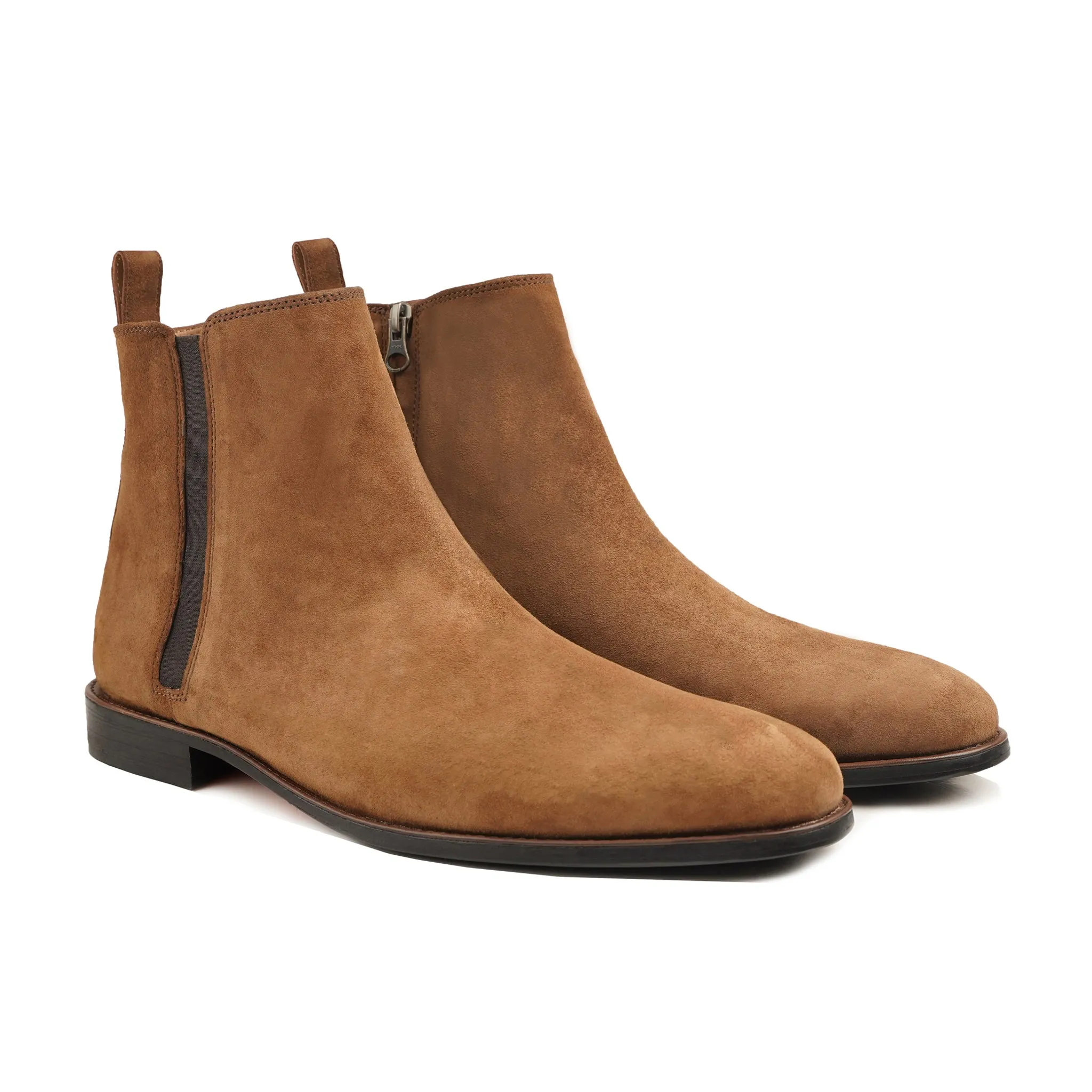 Haruna - Men's Camel Kid Suede Chelsea Boot