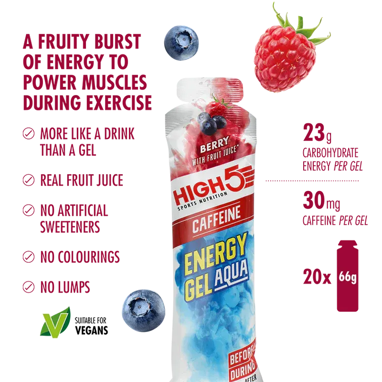 High 5 Aqua Energy Caffeine Gel 20 Pack Box - Berry