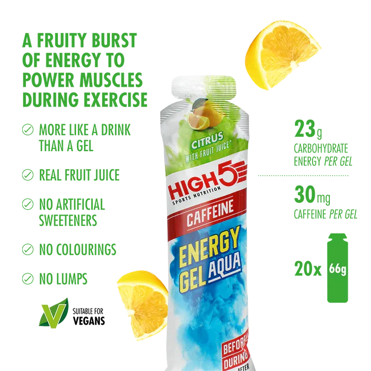 High 5 Aqua Energy Caffeine Gel 20 Pack Box - Citrus