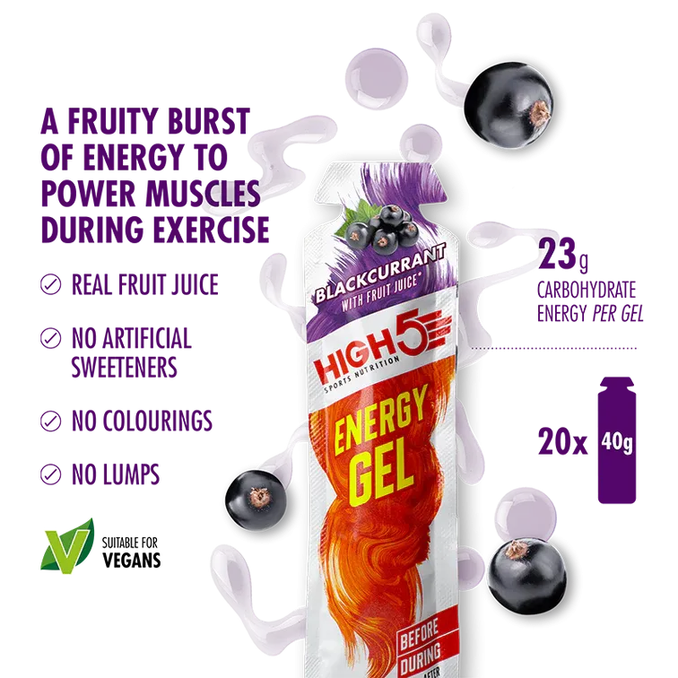 High 5 Energy Gel 20 Pack - Blackcurrant