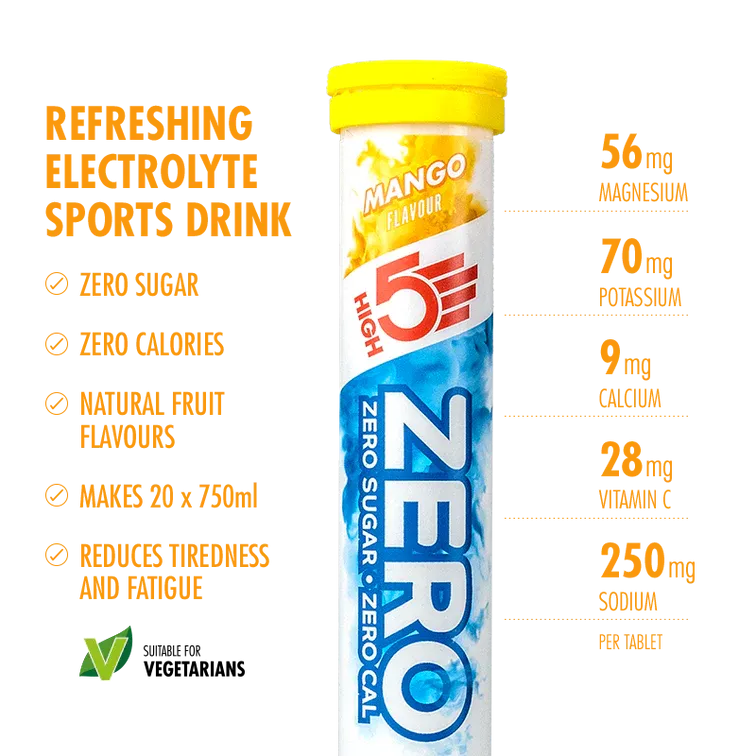 HIGH 5 ZERO SALTS TUBE MANGO Electrolyte Drink - 8 Pack Box