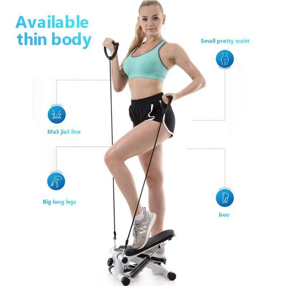 Hohaski Portable Mute Stepper Pedal, Lightweight Household Office Air Stepper Climber Exercise Sports Stepper Legs Health & Fitness Mini Stepper Step Machines with Resistance Bands for Wowen Man