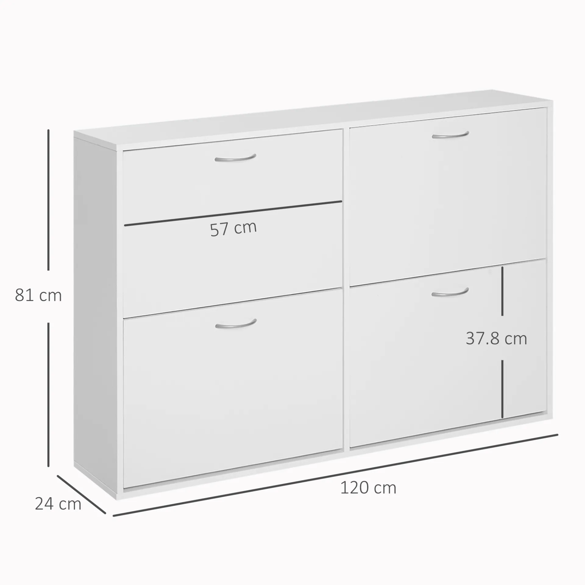 HOMCOM Wooden Modern Design 4 Drawer Shoe Cabinet with Adjustable Shelves - White Shoe Storage Organizer